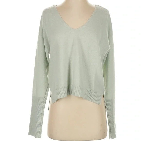 NAADAM Cashmere V-Neck Sweater Mint Sage Green Lightweight Boxy Size Small - Picture 2 of 8